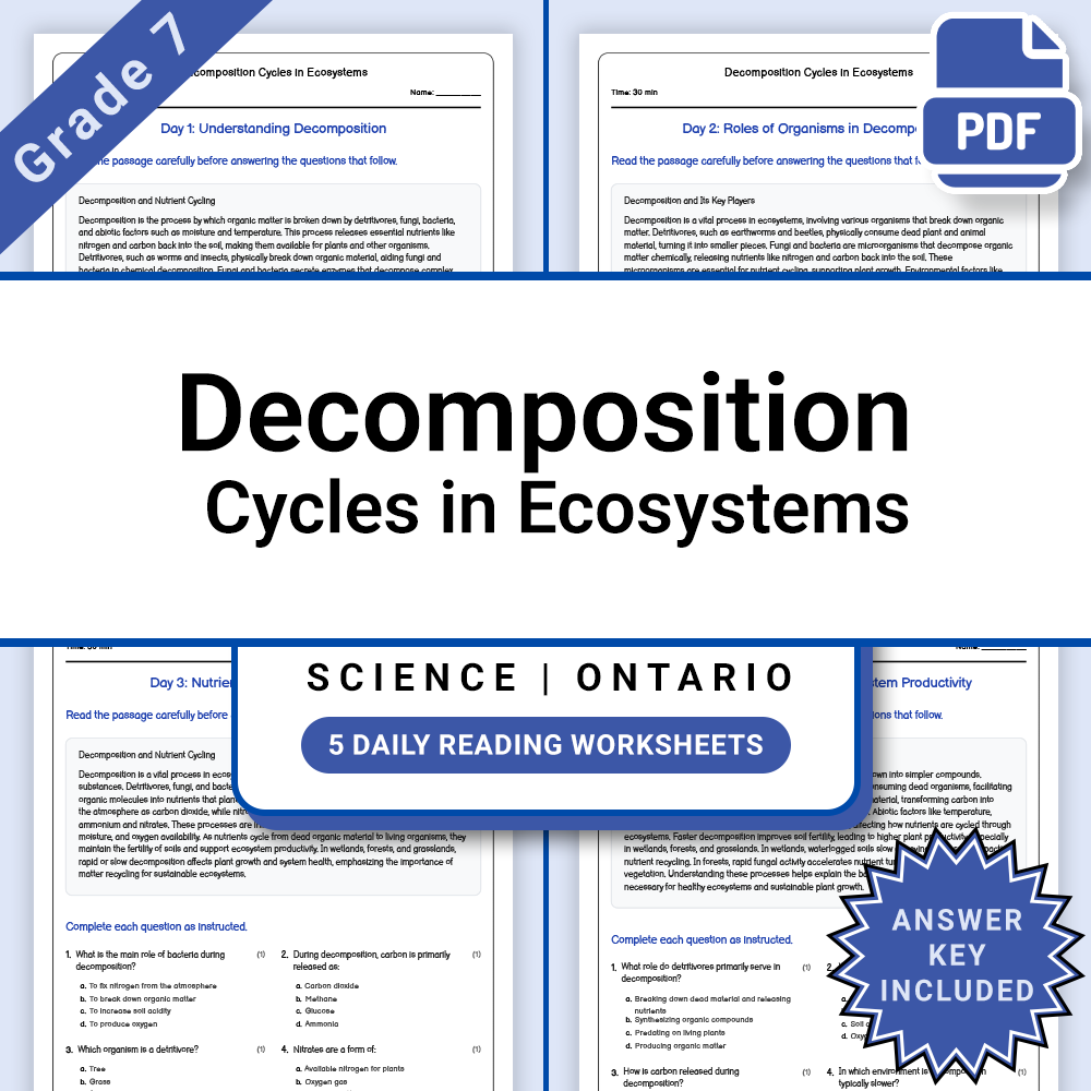Grade 7 Science Lesson Group Bundle | Ecology & Ecosystems Framework — included worksheet 6