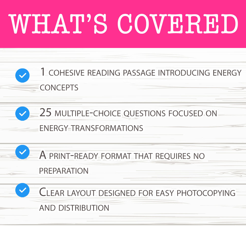 Grade 7 Science worksheet mcq paper worksheet — Grade 7 Science — Energy Transformations Worksheet for Mastery — page 2