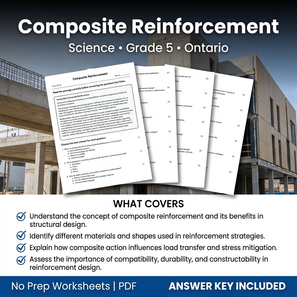 Grade 5 Science Worksheet on Composite Reinforcement | Ontario Standards