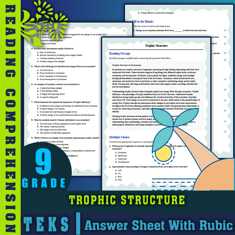 Grade 9 Science reading worksheets worksheet — 9th Grade Science | Trophic Structure Reading Worksheet & Answer Key (PDF)…