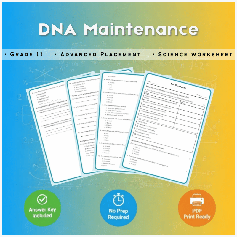 Grade 11 Science science 1 worksheet — Grade 11 Science | DNA Maintenance Worksheet + Answer Key (AP Standard, PDF)