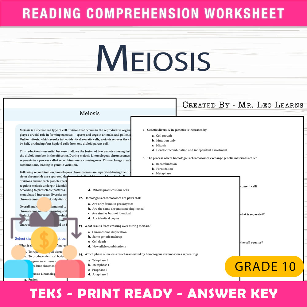 Grade 10 Science worksheet worksheet — Grade 10 Science — Meiosis Worksheet for Mastering Cell Division — page 1