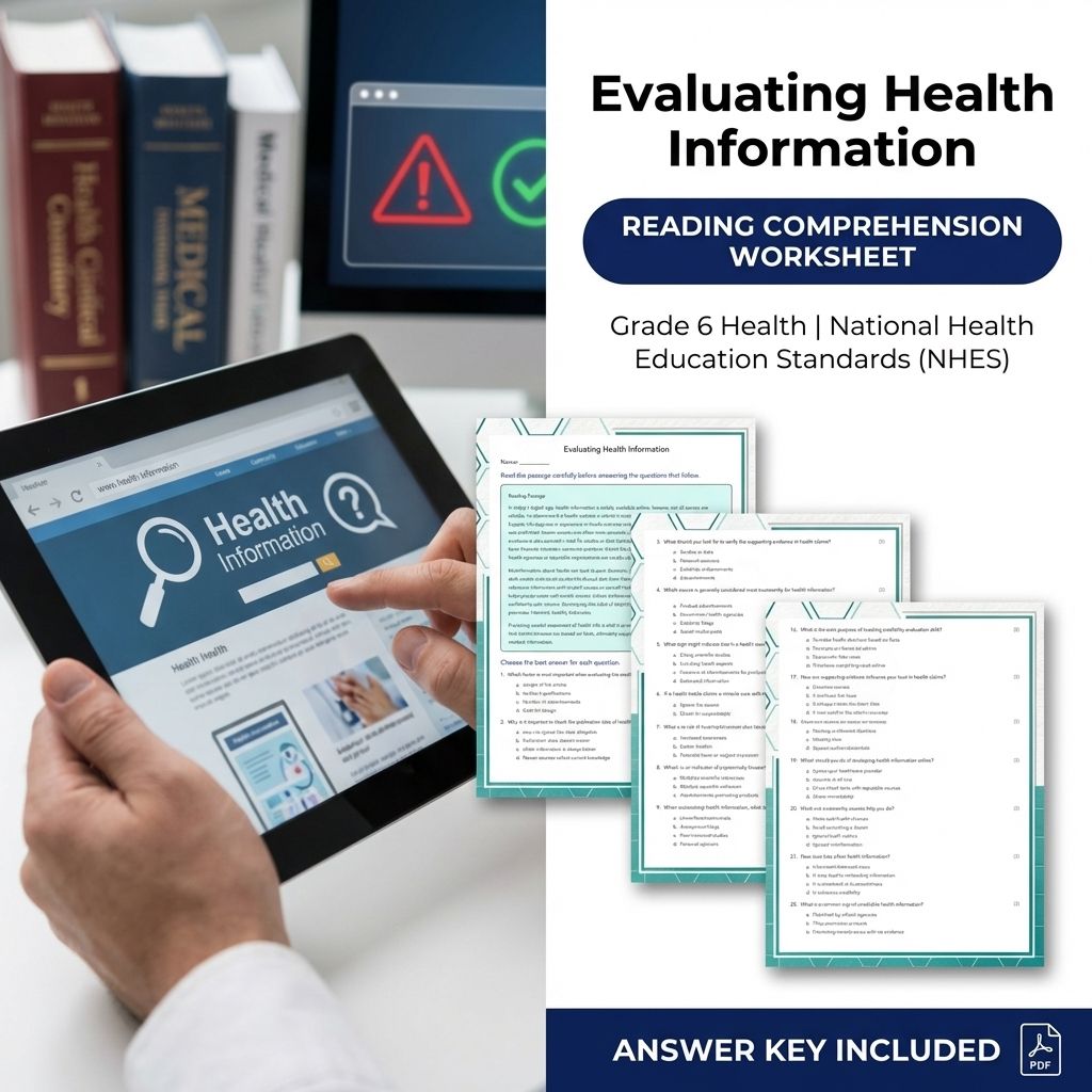 Grade 6 Health Unit Bundle | Access & Evaluate Health Information Worksheets — included worksheet 4