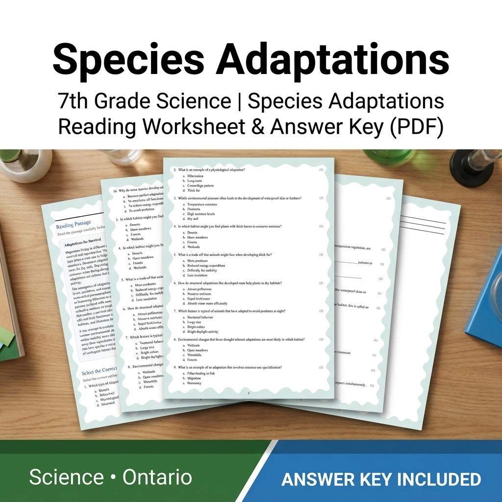 Grade 7 Science | Ecosystems, Biodiversity & Environmental Stewardship — included worksheet 7