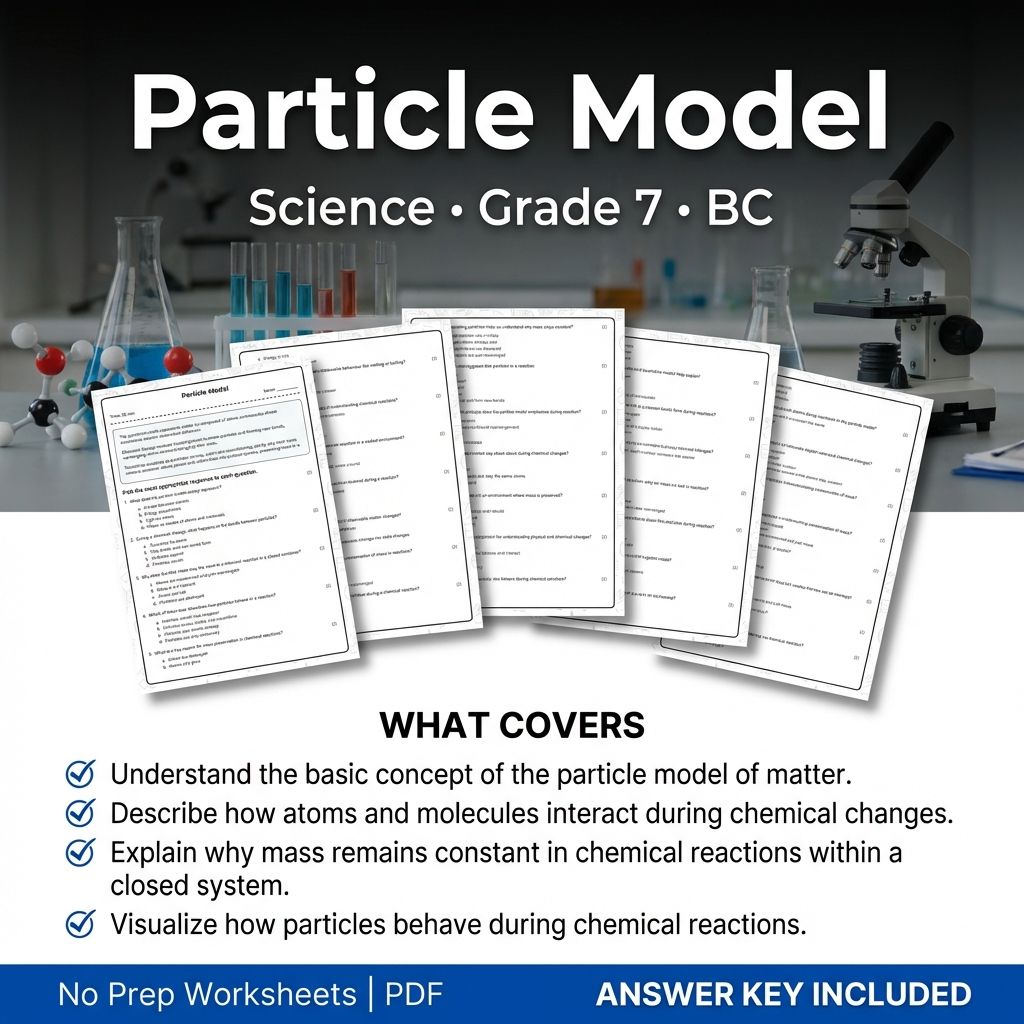 7th Grade Science Worksheet | Particle Model Practice & Answer Key (Printable PDF)