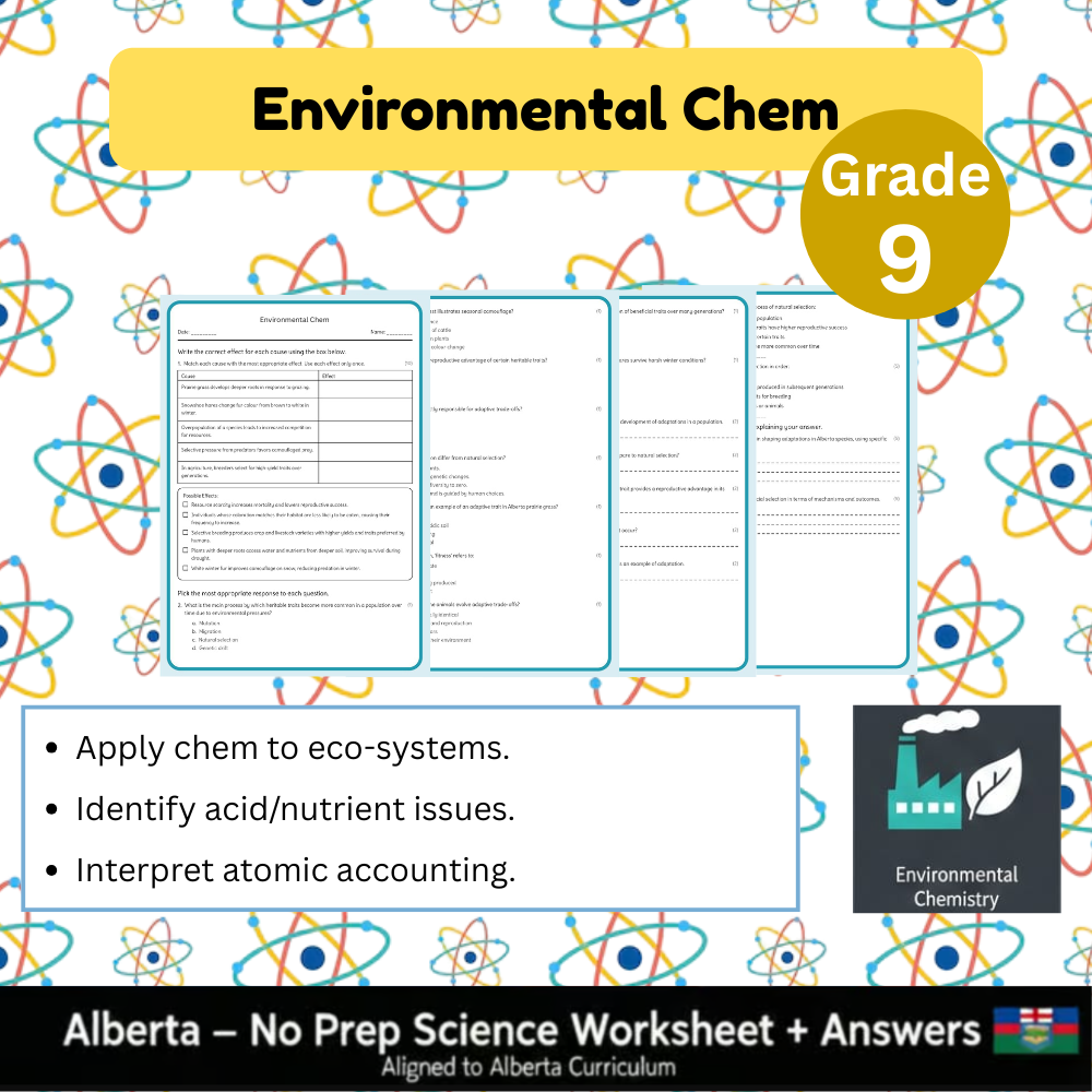 Grade 9 Science Worksheet Bundle | Genetics, Chemistry & Physics Concepts — included worksheet 40
