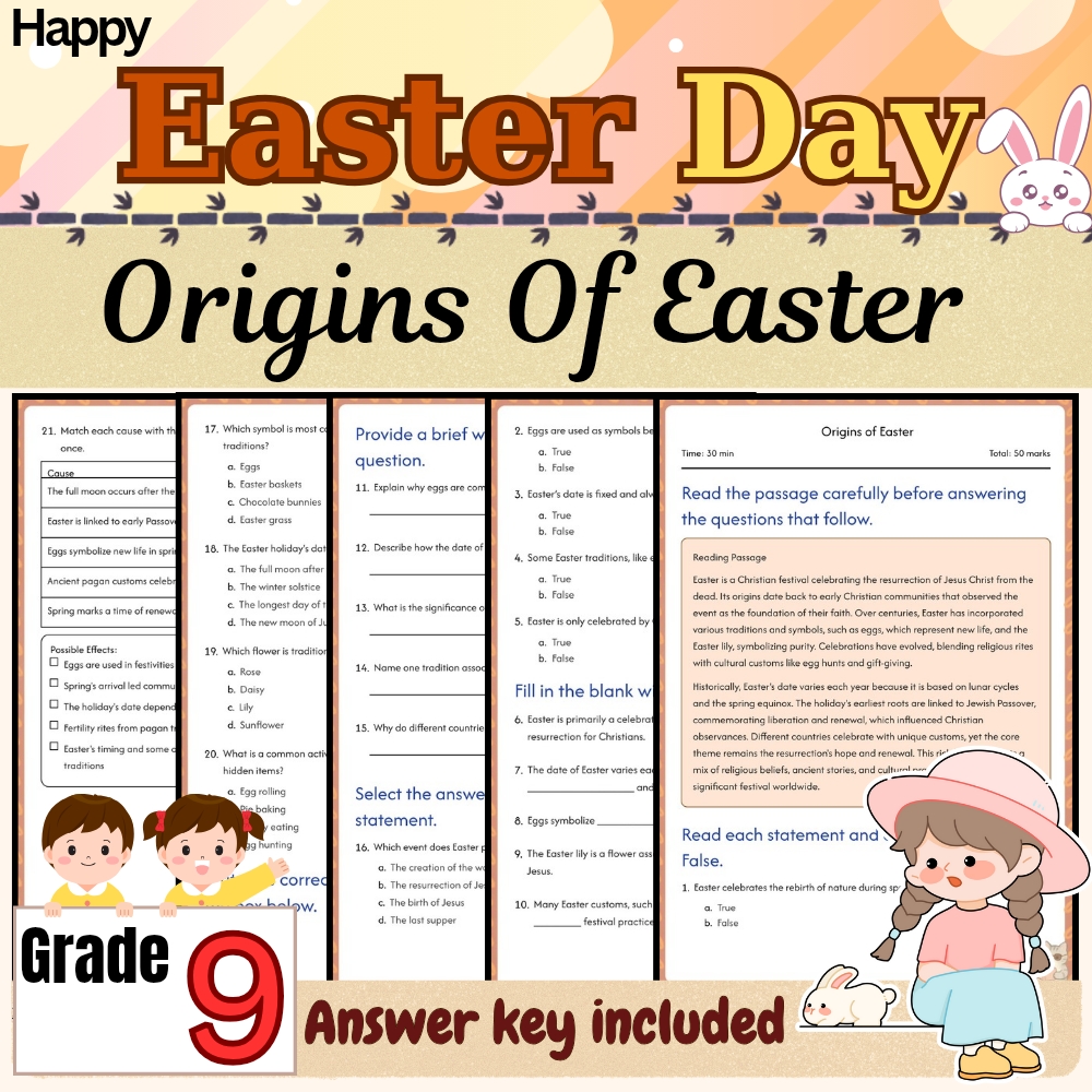 Grade 9 Seasonal Unit | Easter & Holiday Studies Worksheets Collection — included worksheet 2