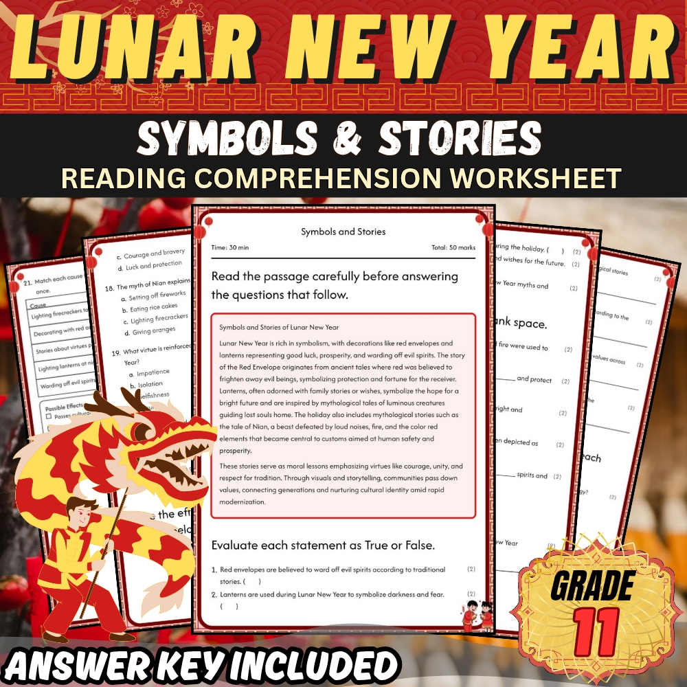 Grade 11 | Lunar new year for Mastering Symbols and Stories | PDF + Answer Key