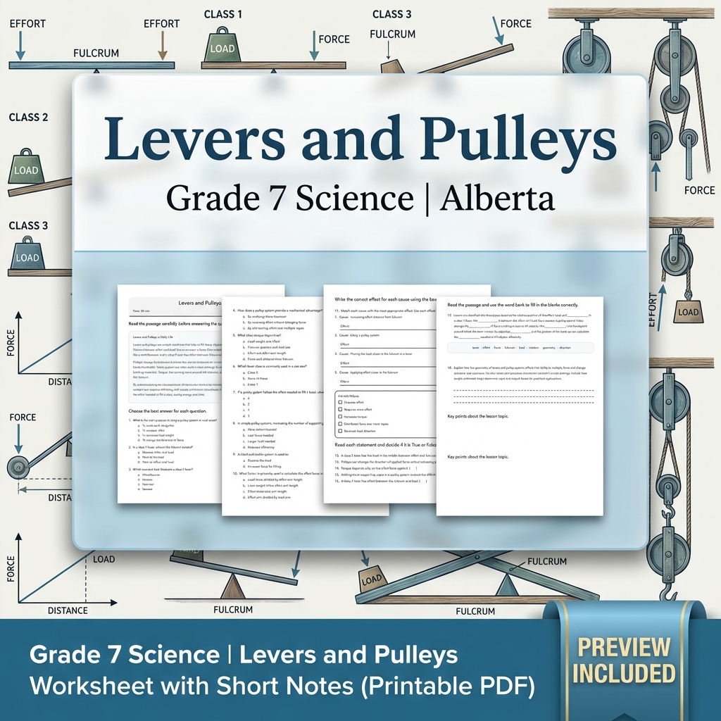 Grade 7 Science | Forces, Structures & Motion UNIT Worksheet Bundle  — included worksheet 10