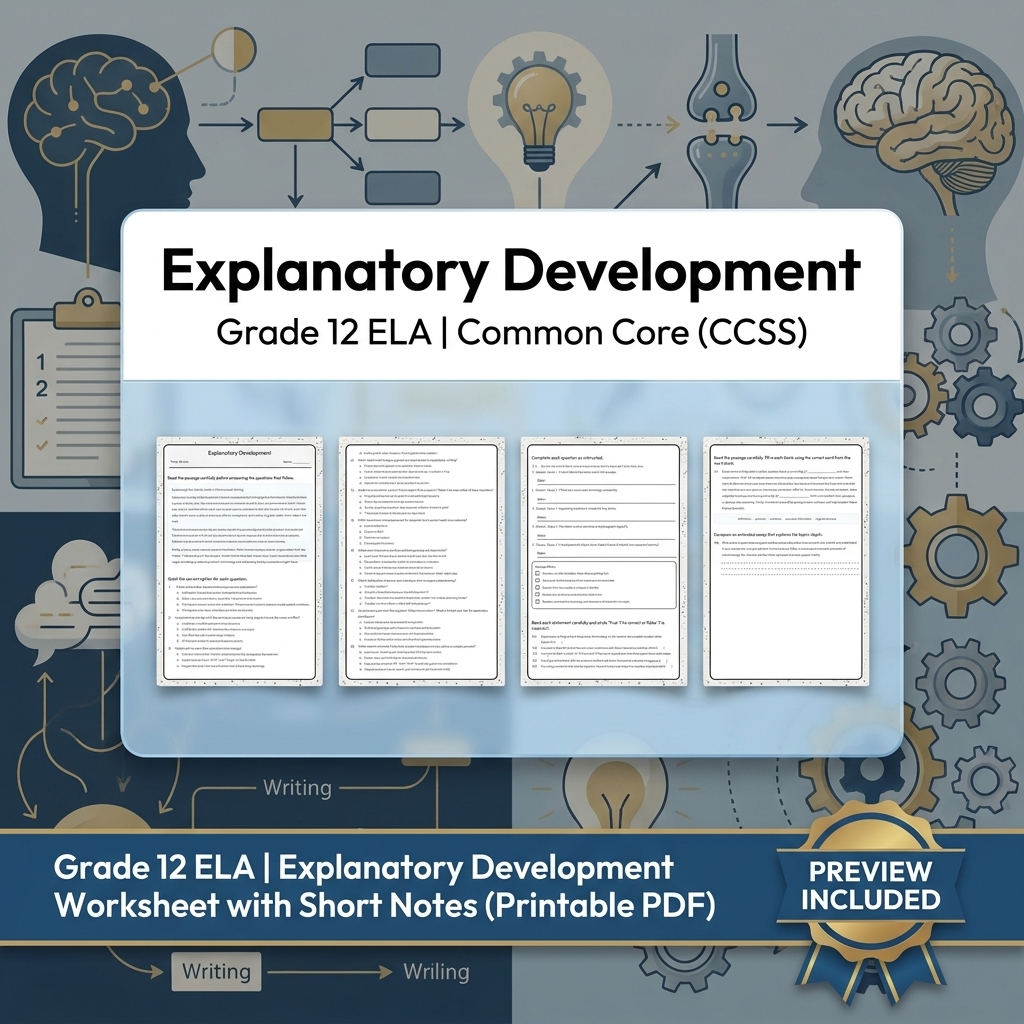 Grade 12 ELA Evidence-Based Reading & Writing Full-Year Bundle (CCSS) — included worksheet 29