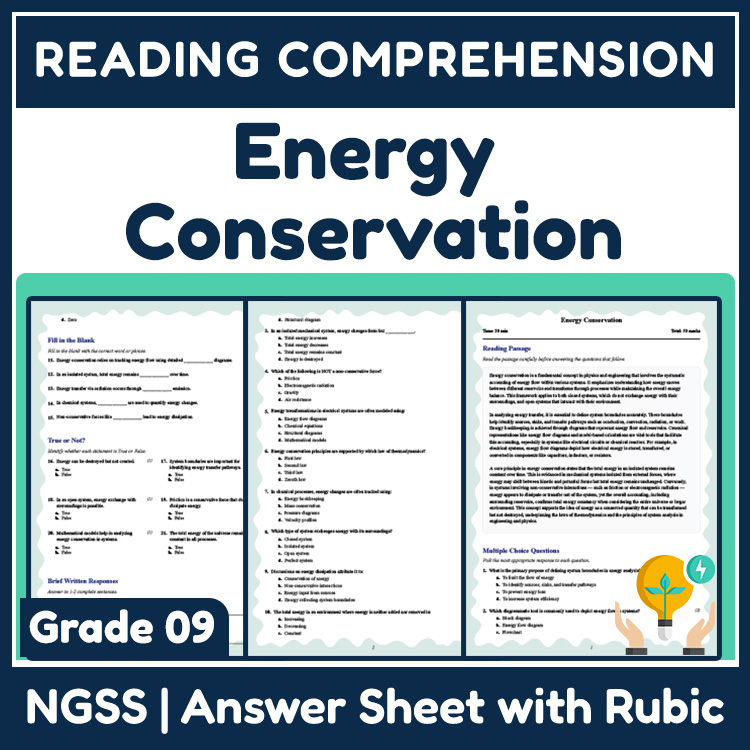 Grade 9 Science reading worksheets worksheet — Grade 9 Science | Energy Conservation Reading Worksheet & Answer Key (PDF)…
