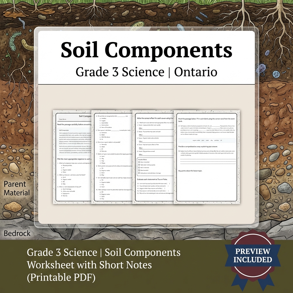 Grade 3 Science Lesson Group Worksheets | Ontario Framework — included worksheet 3