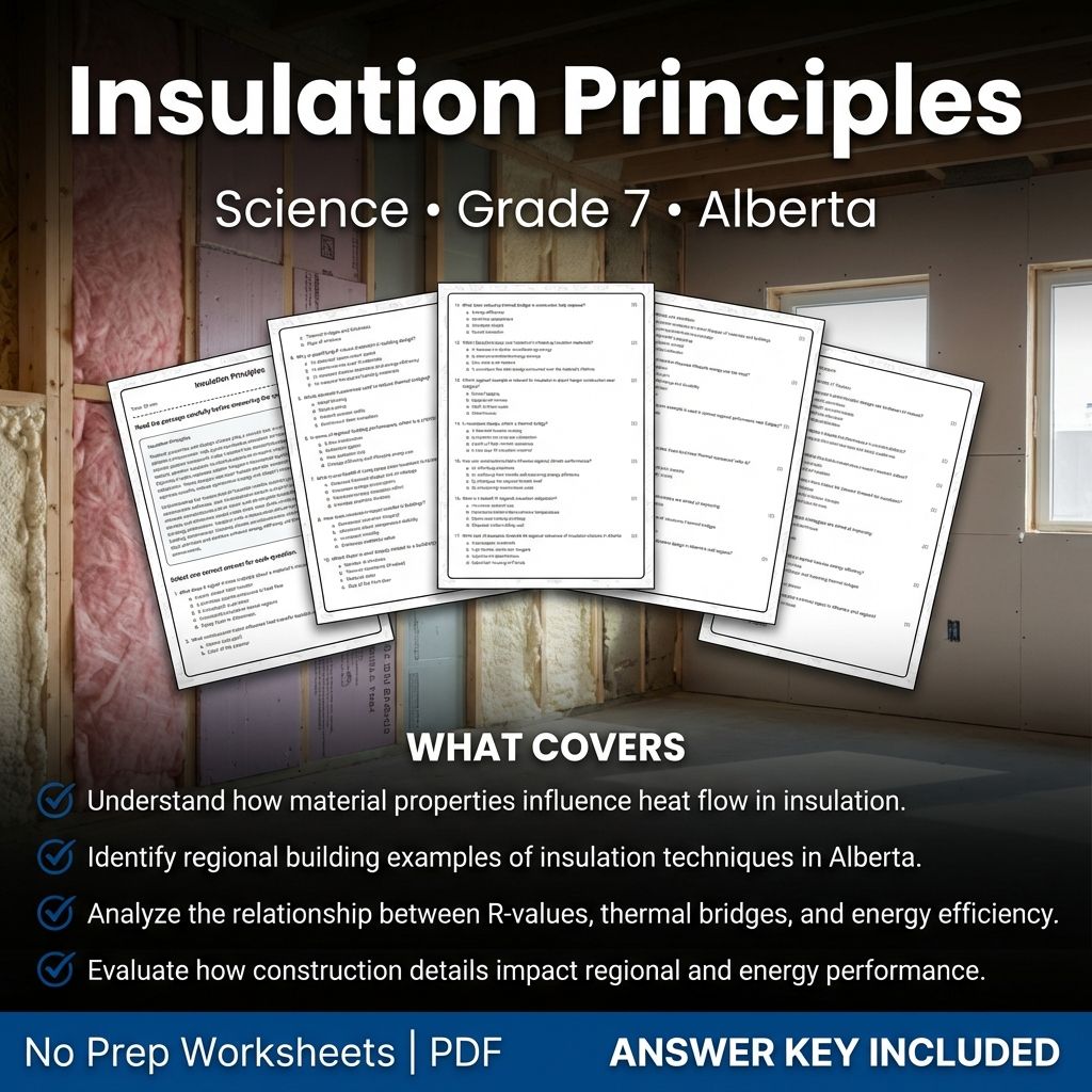 Grade 7 Science Worksheet on Insulation Principles | Alberta Standards