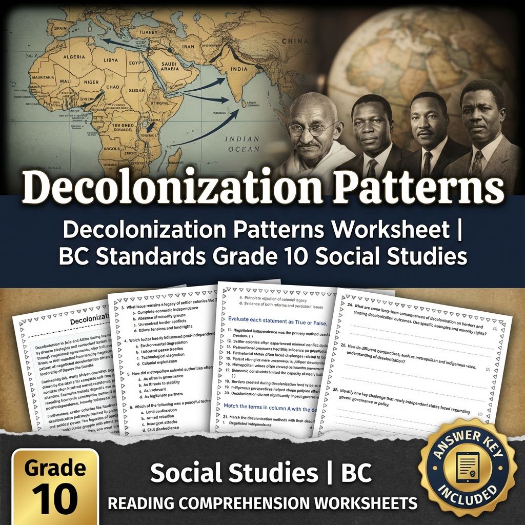 Decolonization Patterns Worksheet | BC Standards Grade 10 Social Studies