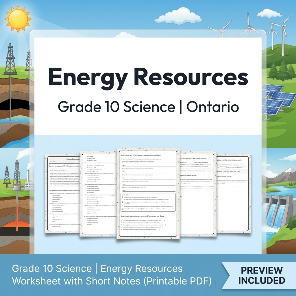 Grade 10 Science Lesson Group Bundle | Ontario Curriculum and STEM Topics — included worksheet 10