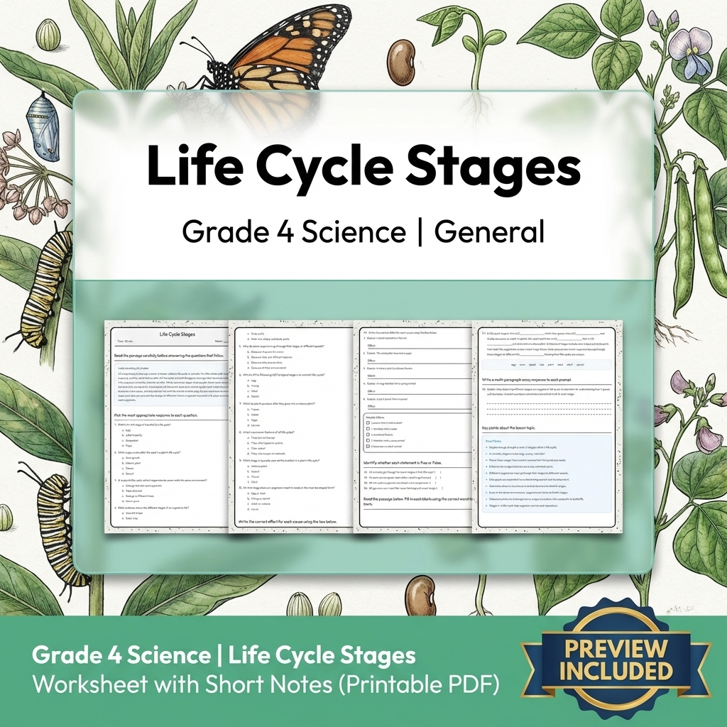 Grade 4 Science Lesson Group Bundle | Ecosystems, Life Cycles & Classification — included worksheet 7