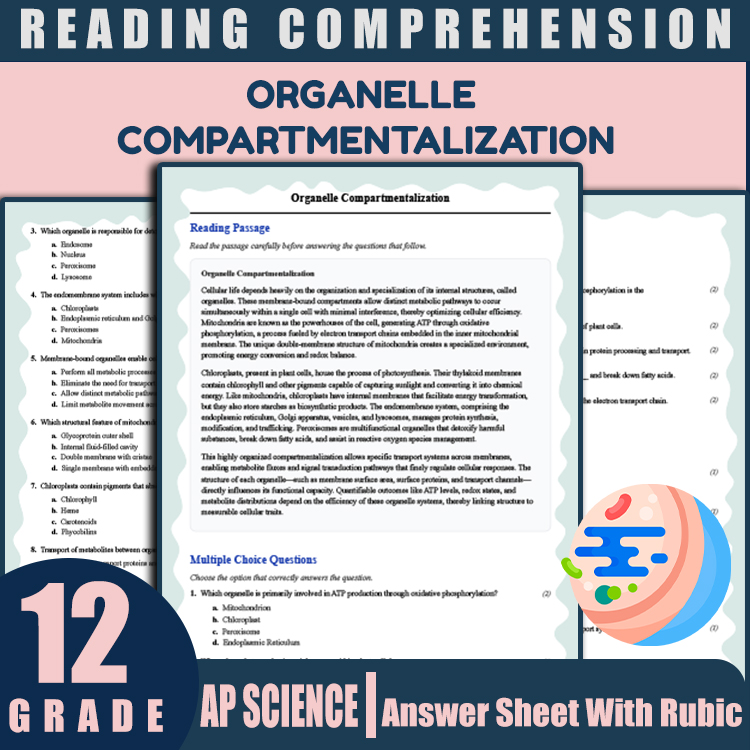Grade 12 Science reading worksheets worksheet — Grade 12 Science | Organelle Compartmentalization Reading Worksheet + Answ…