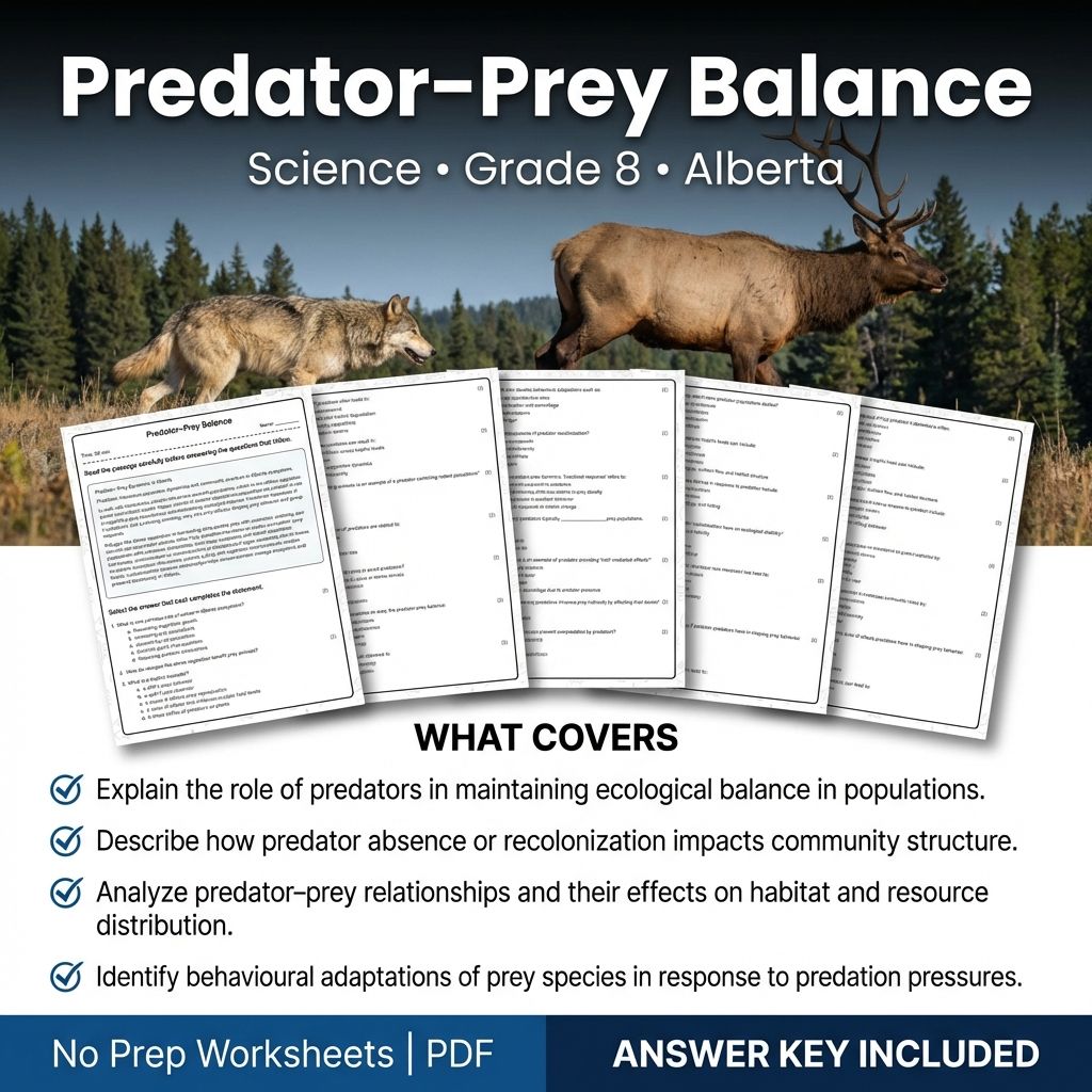 Predator–Prey Balance Worksheet | Grade 8 Science | Alberta Standards