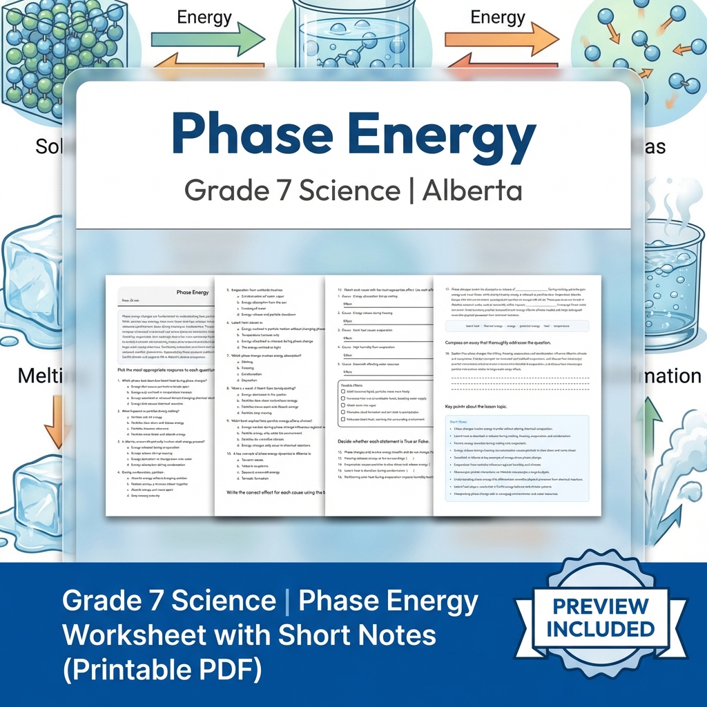 Grade 7 Science | Matter & Chemical Change UNIT Worksheet Bundle  — included worksheet 10