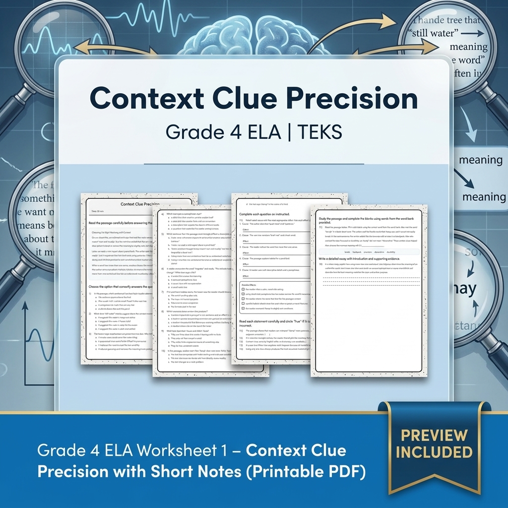 Grade 4 ELA Writing and Reading Skills Full-Year Bundle (TEKS) — included worksheet 26