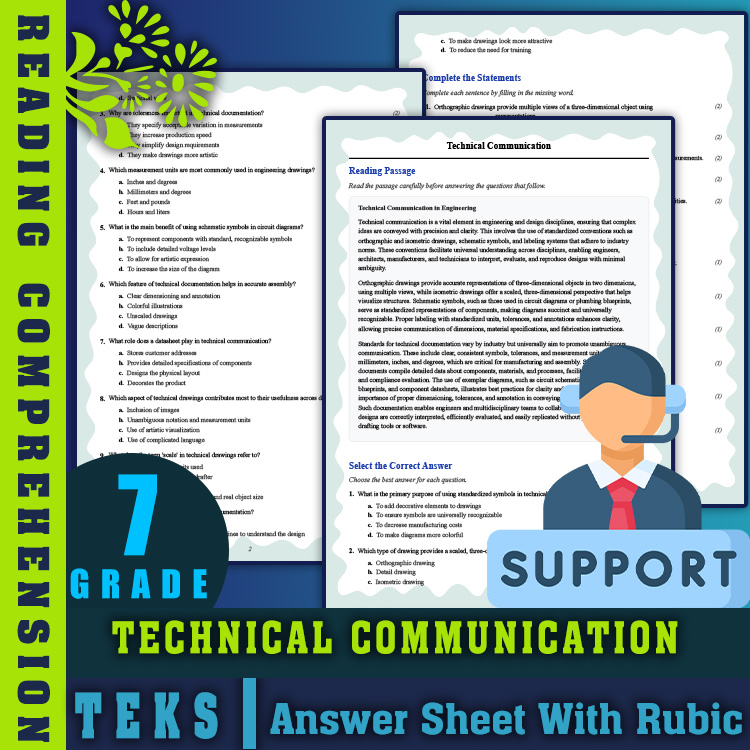 Grade 7 Science reading worksheets worksheet — Grade 7 Science | Technical Communication Reading Worksheet & Answer Key (P…
