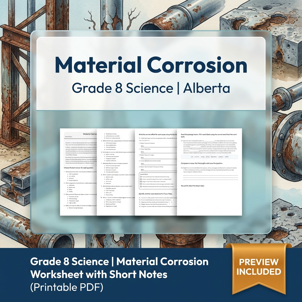 Grade 8 Science Unit | Matter & Chemical Change Worksheets Pack  — included worksheet 11