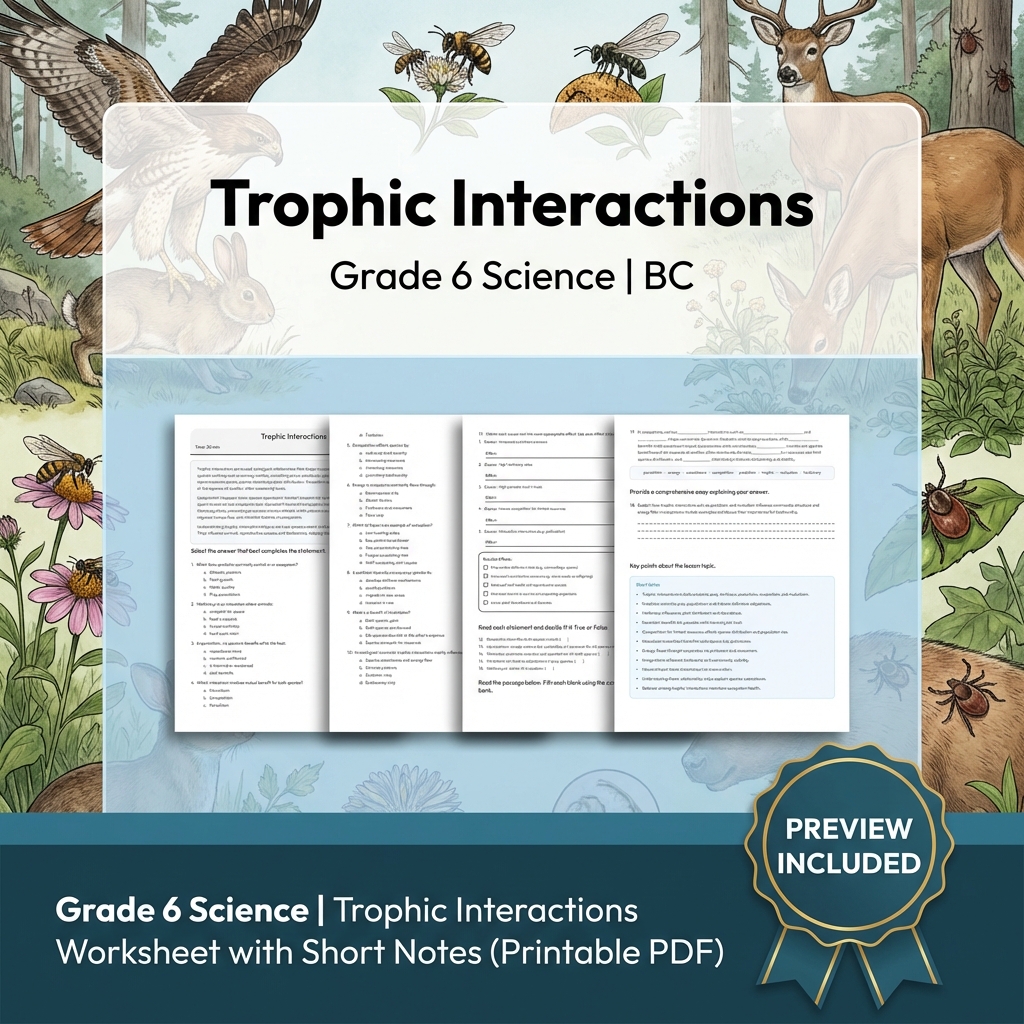 Grade 6 Science BC Ecosystems & Environmental Processes Worksheet Pack Full Year — included worksheet 38
