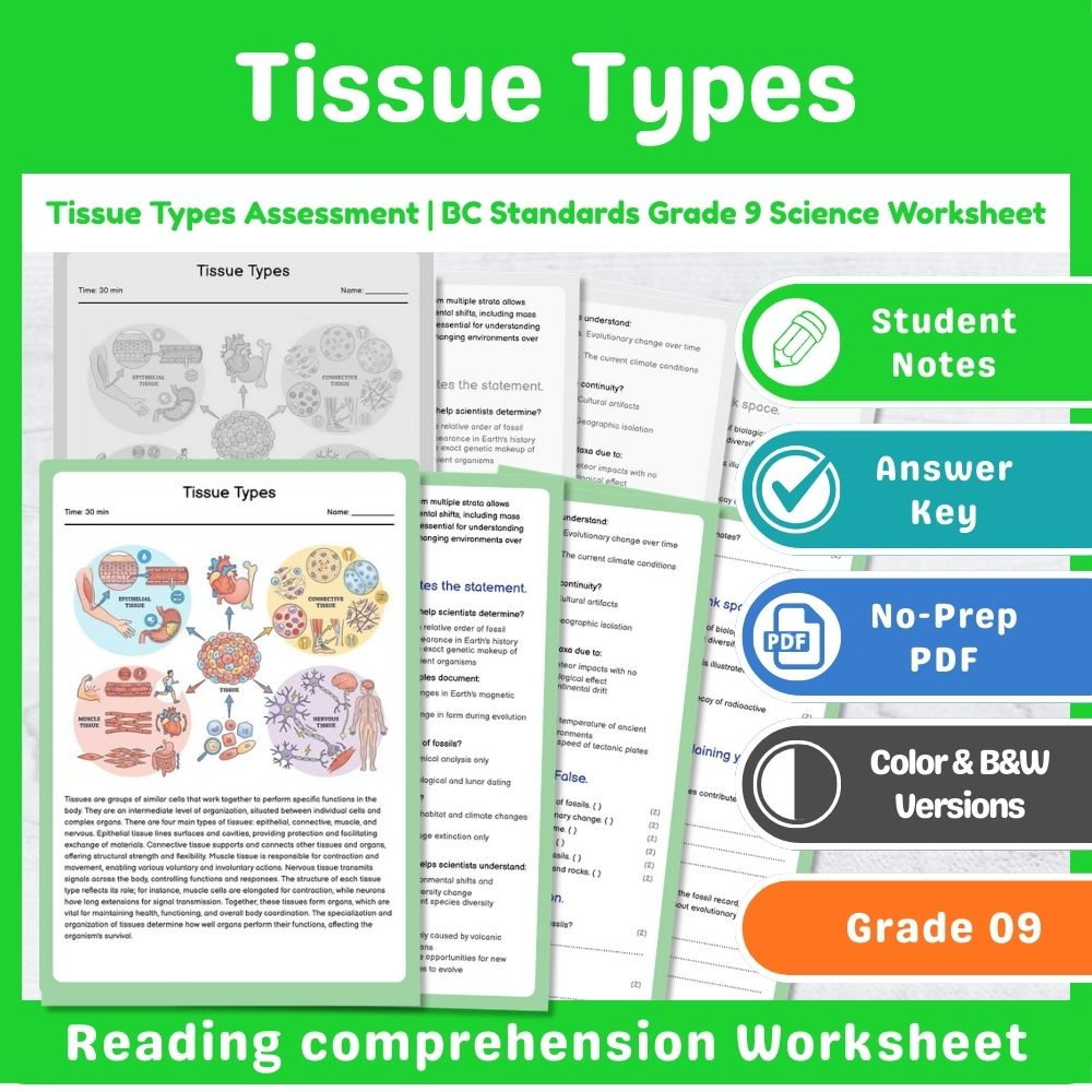 Grade 9 Science | Biological Systems Assessment – BC Standards-Aligned Unit — included worksheet 12
