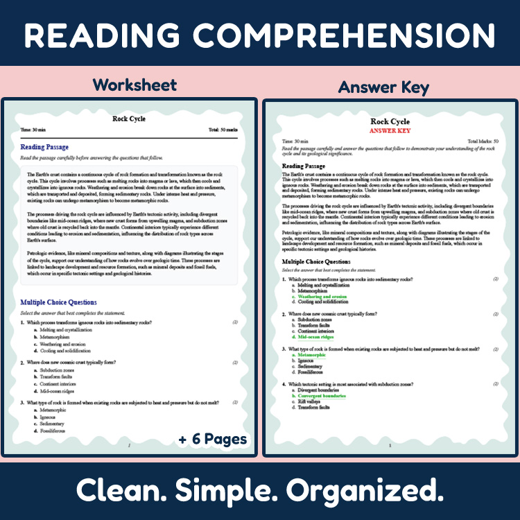 Grade 9 Science reading worksheets worksheet — Grade 9 Science | Rock Cycle Reading Worksheets (PDF + Answer Key) — page 2