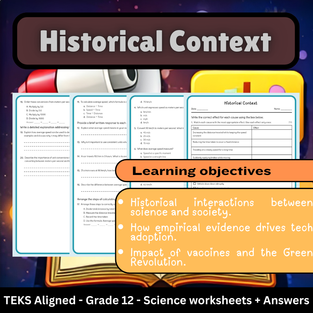 Grade 12 Science | Exploring Historical Context in Science Worksheet- TEKS