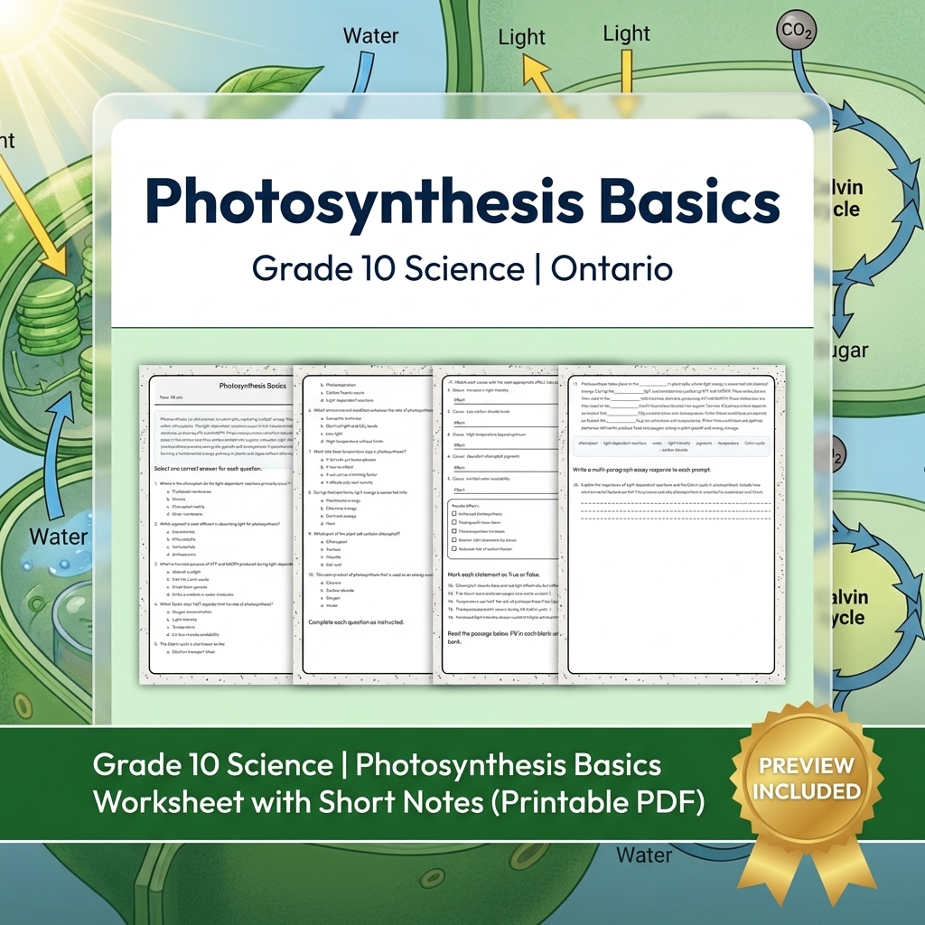 Grade 10 Science Lesson Group Bundle | Ontario Curriculum — included worksheet 9