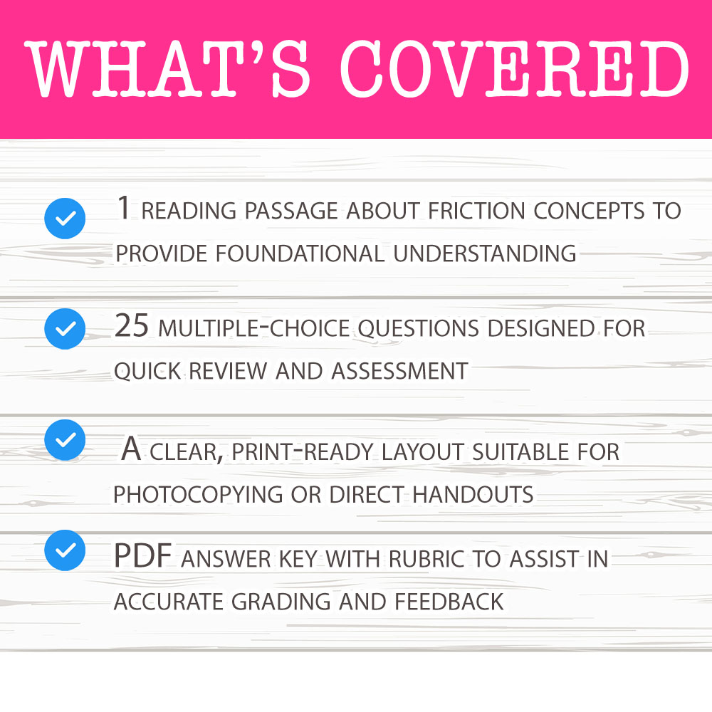 Grade 8 Science worksheet mcq paper worksheet — Grade 8 Science — Friction Concepts Worksheet MCQ Paper for Mastery — page 2