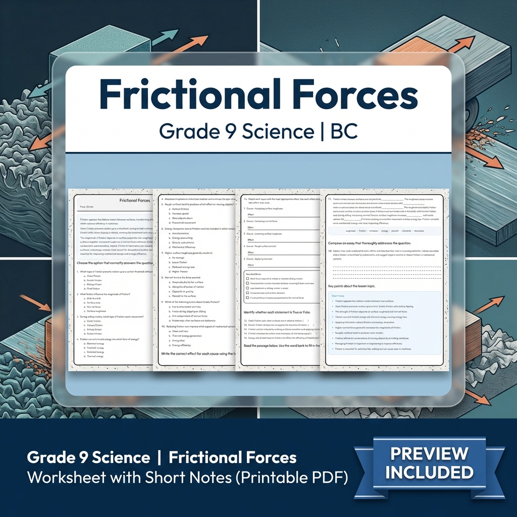 Grade 9 Science Lesson Bundle | Energy, Forces & Motion Worksheets — included worksheet 10