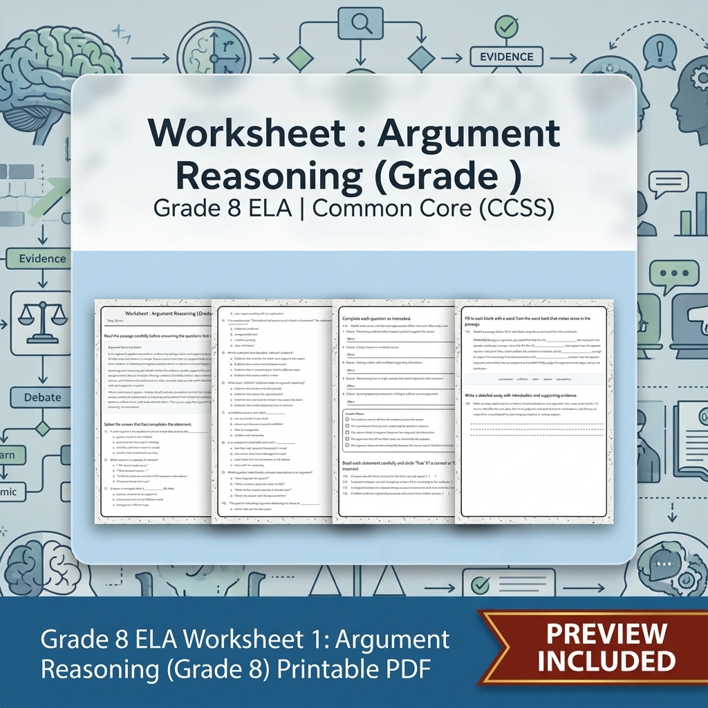Grade 8 Clarity, Evidence & Argument Writing ELA Full-Year Bundle CCSS — included worksheet 23