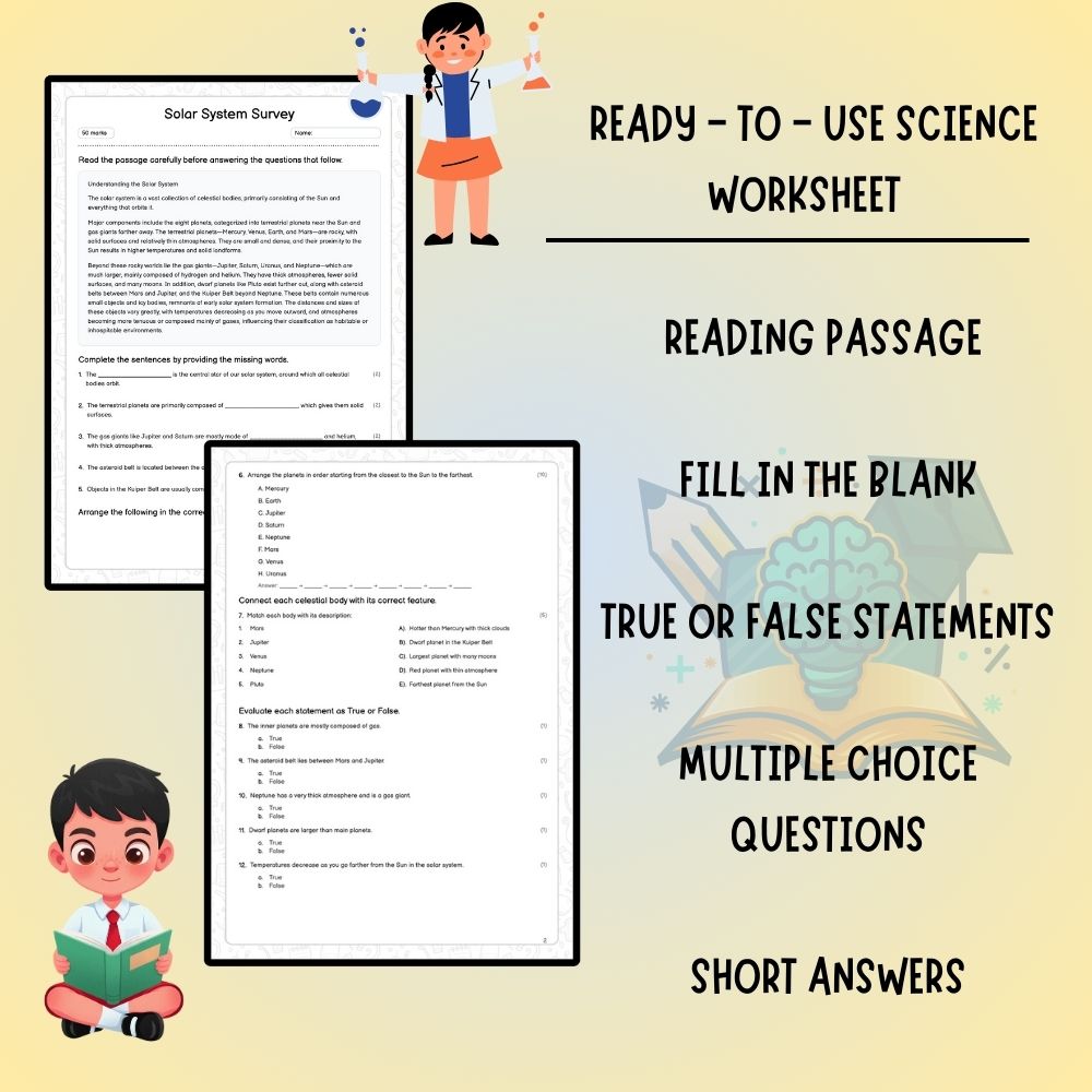 Grade 6 Science worksheet worksheet — Grade 6 Science – Solar System Exploration Worksheet (PDF ) — page 2