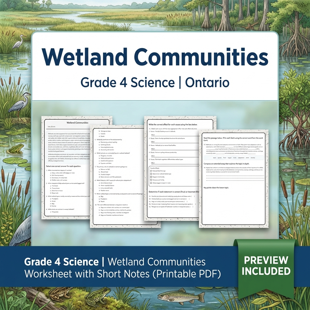 Grade 4 Science Lesson Group Bundle – Ontario Framework Units — included worksheet 6