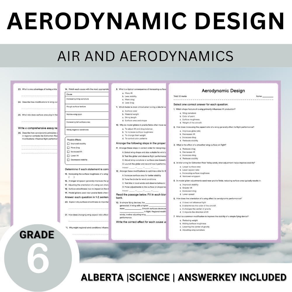 Grade 6 Science Unit Bundle | Flight, Air Pressure & Aerodynamics Worksheets — included worksheet 12
