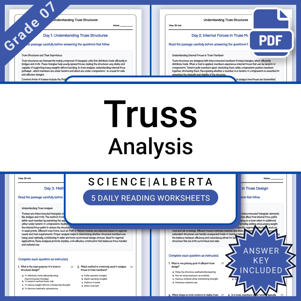 Grade 7 Science Lesson Group | Structural Engineering & Motion Worksheets — included worksheet 8
