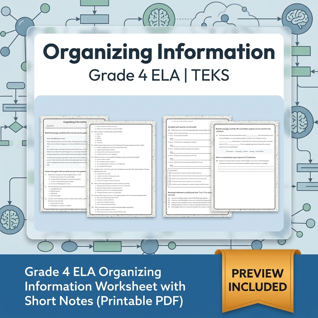 Grade 4 ELA Writing and Reading Skills Full-Year Bundle (TEKS) — included worksheet 27