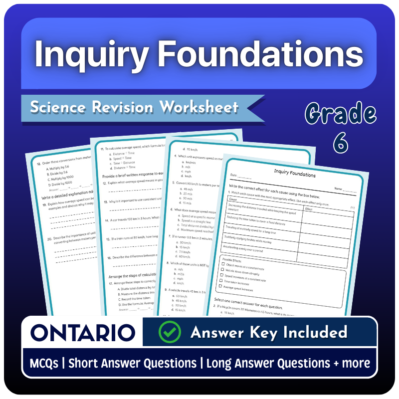 Grade 6 Science | Inquiry Foundations Worksheet (Ontario) PDF