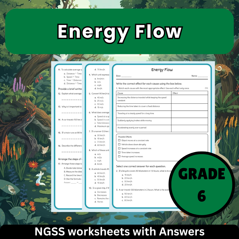 Grade 6 Science Unit Bundle | Ecosystems & Biodiversity NGSS Worksheets (PDF) — included worksheet 3