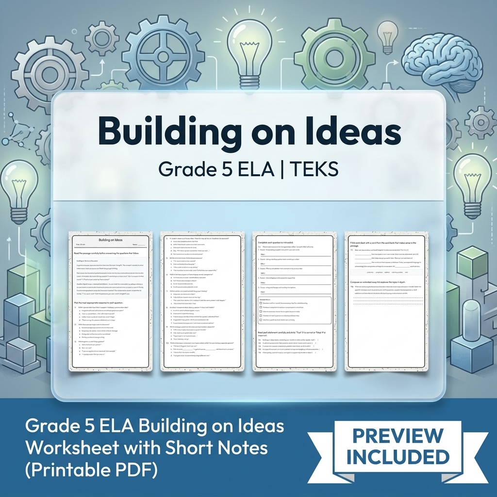 Grade 5 Collaborative Turns and Audience-Responsive Speech ELA Lessons TEKS — included worksheet 2
