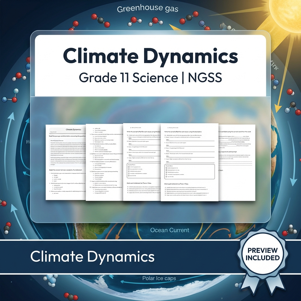 Grade 11 Science NGSS Worksheet Bundle – Ecosystem, Genetics & Physics Topics — included worksheet 36
