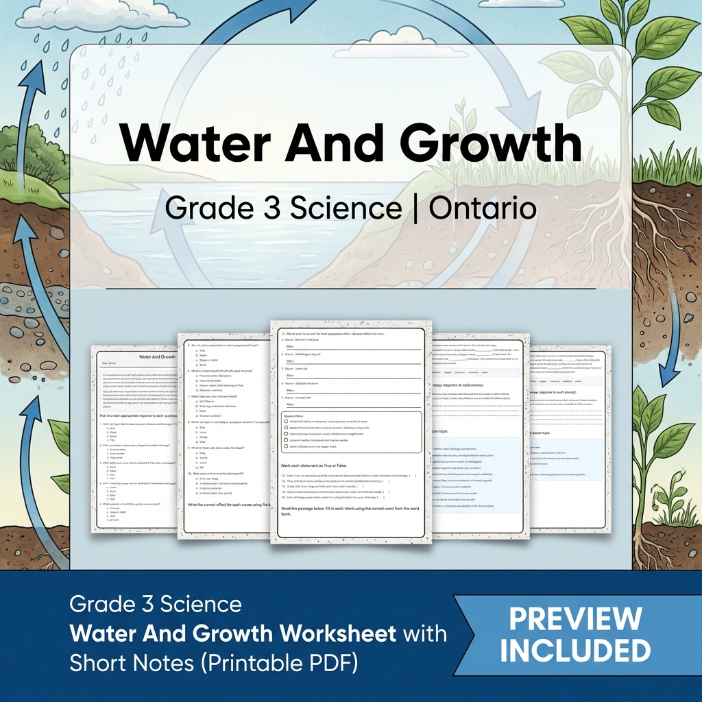 Grade 3 Science Lesson Group Worksheets | Ontario Framework — included worksheet 4