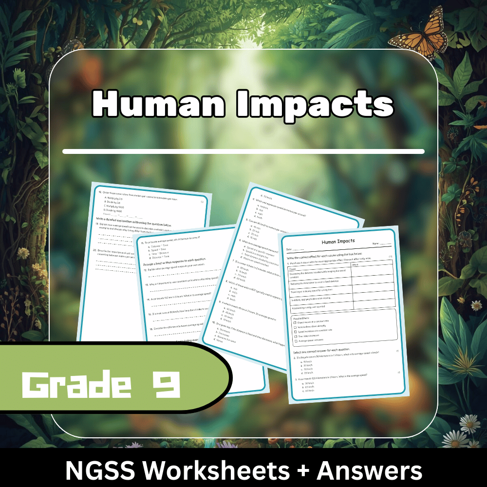 Grade 9 Science | Human Impacts Worksheet (Answer Key) – NGSS Aligned