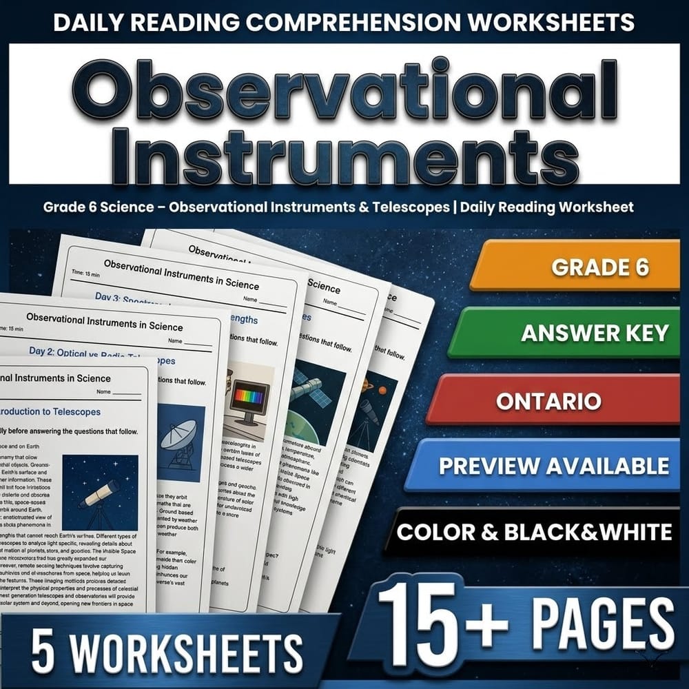 Grade 6 Science Full Year Bundle – Ontario Daily Reading Worksheets — included worksheet 36