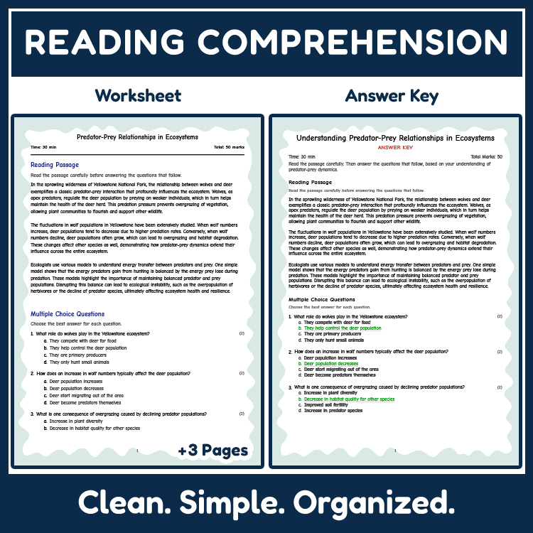 Science reading worksheets worksheet — 6th Grade Science | Predator-Prey Relationships in Ecosystems Reading Worksheet — p…