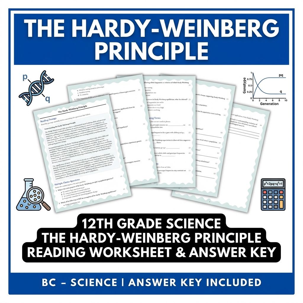12th Grade Science | The Hardy-Weinberg Principle Reading Worksheet & Answer Key