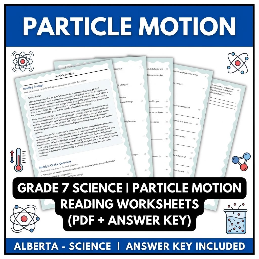 Grade 7 Science | Particle Motion Reading Worksheets (PDF + Answer Key)