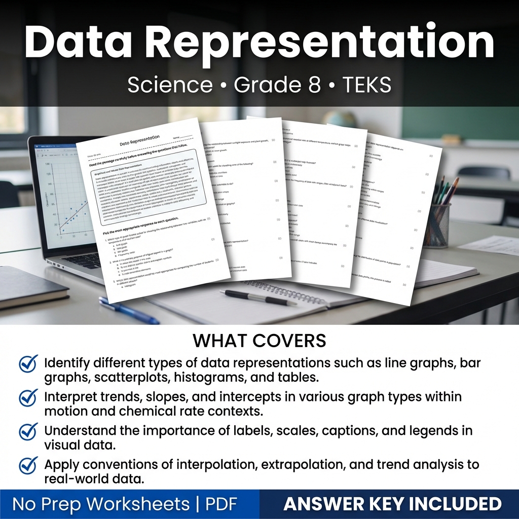 Data Representation Worksheet for Grade 8 Science TEKS Practice PDF